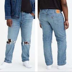 Levi’s 501 Original Fit Jeans Men’s Size 48 Waist Button Fly Distressed Denim